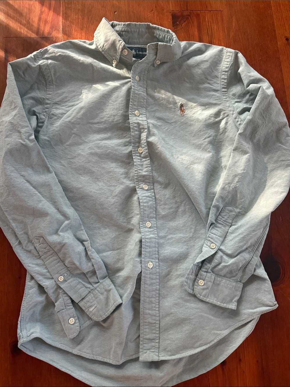 Ralph Lauren Men’s Polo Pale Green Long-Sleeve Button-Down Oxford Shirt
